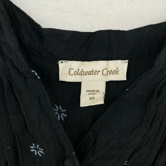 Vintage Coldwater Creek Blouse Women's Sz XS Black Southwestern Print Button Up - Picture 10 of 11